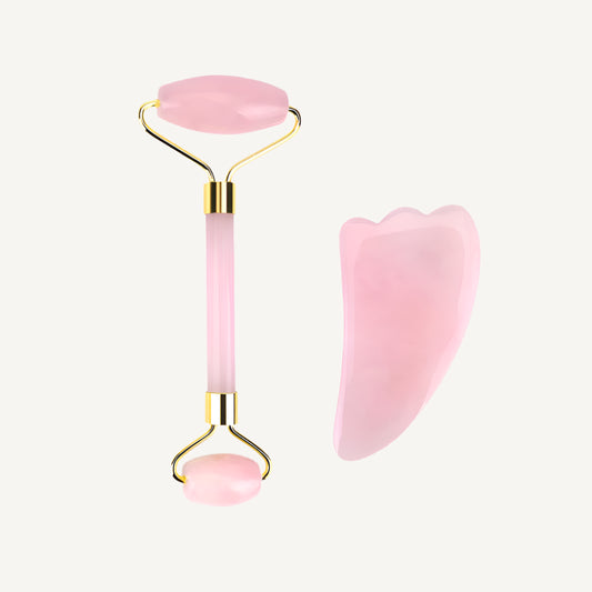 Verza Rose Ritual Set – Quartz Roller & Gua Sha Duo